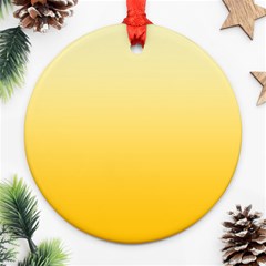Cream Yellow To Amber Orange Linear Gradient Round Ornament (two Sides)