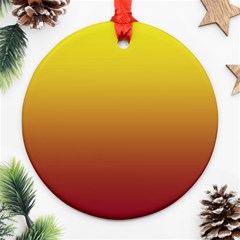Electric Yellow To Burgundy Red Linear Gradient Round Ornament (two Sides)