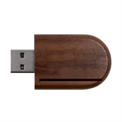 Electric Yellow To Burgundy Red Linear Gradient Wood Oval Usb Flash Drive