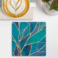 Aqua Batik, Abstract, Colorful Uv Print Square Tile Coaster 