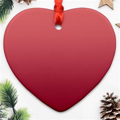 Coral Pink To Burgundy Red Linear Gradient Heart Ornament (two Sides)