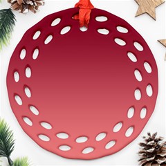 Burgundy Red To Coral Pink Linear Gradient Ornament (round Filigree)