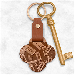 Abstract Case Engraved Wood Key Chain