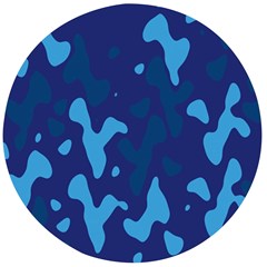 Blue Camouflage Pattern Wooden Bottle Opener (round)