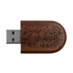 Blue Vintage Background Wood Oval Usb Flash Drive