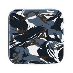 Blue Winter Camouflage, Military Camouflage Square Metal Box (black)