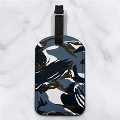 Blue Winter Camouflage, Military Camouflage Nappa Leather Luggage Tag Rectangle