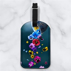 Falling Flowers, Art, Coffee Cup Nappa Leather Luggage Tag Rectangle