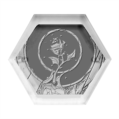 Enchanted Rose Stained Glass Hexagon Wood Jewelry Box