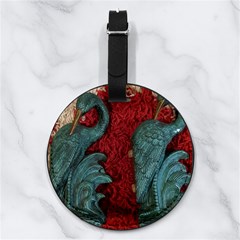 Birds Nappa Leather Luggage Tag Round