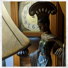 Clock And Lady Canvas 20  X 20 