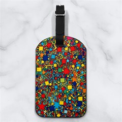 Shapes Pattern Nappa Leather Luggage Tag Rectangle
