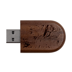 Pink On Magenta Wood Oval Usb Flash Drive
