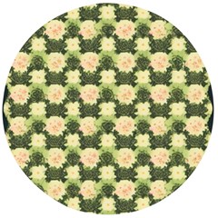 Retro 1880s Flowers Pattern 15 Wooden Bottle Opener (round)