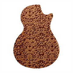 Gothic Leaf Pattern 6 Guitar Shape Wood Guitar Pick Holder Case And Picks Set