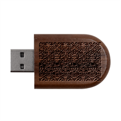 Gothic Leaf Pattern 2 Wood Oval Usb Flash Drive