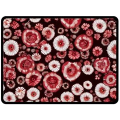 Mid Century Retro Floral 1970s 1960s Pattern 96 Fleece Blanket (large)