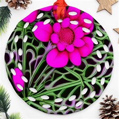 Mid Century Retro Floral 1970s 1960s Pattern 99 Round Filigree Ornament (two Sides)