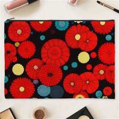 Mid Century Retro Floral 1970s 1960s Pattern 104 Cosmetic Bag (xxxl)