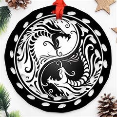 Yin Yang Dragons Round Filigree Ornament (two Sides)