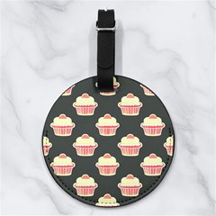 Retro 40s 50s Cupcake Pattern 4 Nappa Leather Luggage Tag Round