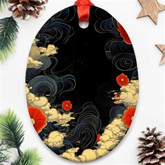 Korean Art Flowers Asian Pattern Ornament (oval)