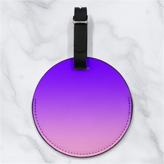 Indigo Violet To Cotton Candy Pink Linear Gradient Nappa Leather Luggage Tag Round