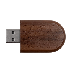 Blue Roses Wood Oval Usb Flash Drive