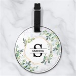 Custom Initial Name Any Text Nappa Leather Luggage Tag Round Front