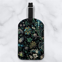 Pattern Flower Plants Leaves Nature Nappa Leather Luggage Tag Rectangle