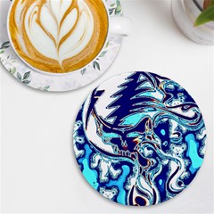 Trippy Dippy Bears Blue Dancing Greatful Dead Skull Steal Your Face Uv Print Round Tile Coaster