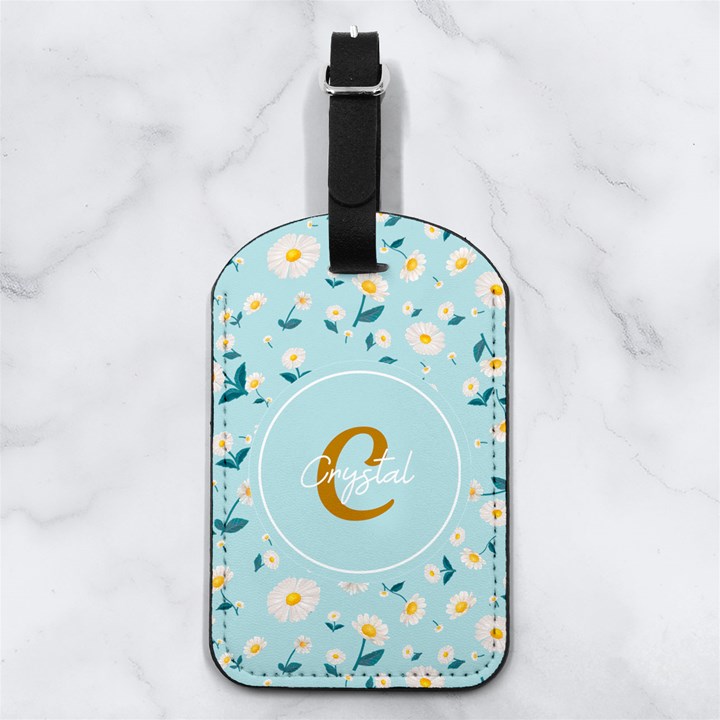 Daisy Any Text Name Nappa Leather Luggage Tag Rectangle