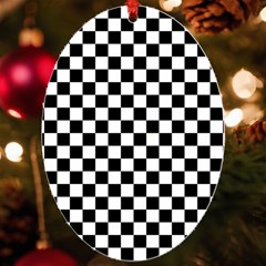 Pattern Checkered Squares Black White Pattern Uv Print Acrylic Ornament Oval