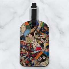 Background Embroidery Pattern Stitches Abstract Nappa Leather Luggage Tag Rectangle