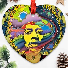 Psychedelic Rock Jimi Hendri Heart Ornament (two Sides)