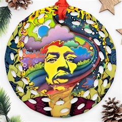 Psychedelic Rock Jimi Hendri Round Filigree Ornament (two Sides)