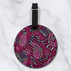 Abstract Art Pattern Design Background Nappa Leather Luggage Tag Round