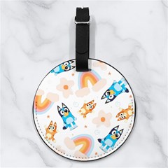 Bluey, Bluey Merch, Bluey Pattern, Bluey Bluey, Bingo, Bluey Design, Bluey Dog Nappa Leather Luggage Tag Round