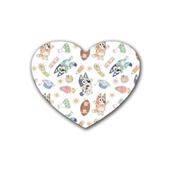 Bluey, Bluey Merch, Bluey Pattern, Bluey Bluey, Bingo, Bluey Design, Bluey Dog Rubber Coaster (heart)