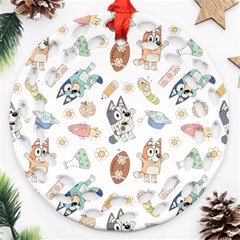 Bluey, Bluey Merch, Bluey Pattern, Bluey Bluey, Bingo, Bluey Design, Bluey Dog Round Filigree Ornament (two Sides)