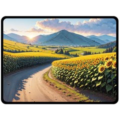 Sunflowers Flowers Nature 80  X 56  Fleece Blanket (large)