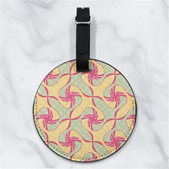 Abstract Pattern Design Scrapbooking Nappa Leather Luggage Tag Round