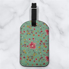 Mid Century Retro Floral 1970s 1960s Pattern 79 Nappa Leather Luggage Tag Rectangle