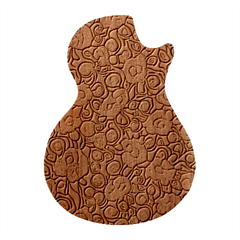 Mid Century Retro Floral 1970s 1960s Pattern 85 Guitar Shape Wood Guitar Pick Holder Case And Picks Set