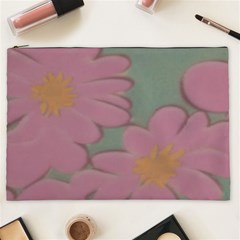 Mid Century Retro Floral 1970s 1960s Pattern 80 Cosmetic Bag (xxl)