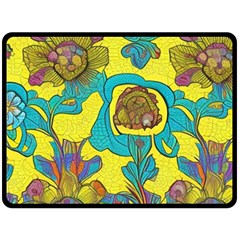 Mid Century Retro Floral 1970s 1960s Pattern 60 80  X 56  Fleece Blanket (large)
