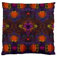 Mid Century Retro Floral 1970s 1960s Pattern 67 Large Cushion Case (one Side)