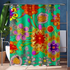 Mid Century Retro Floral 1970s 1960s Pattern 58 Shower Curtain 60  X 72  (medium) 
