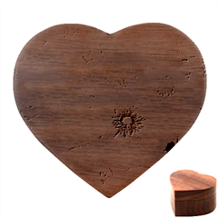 Mid Century Retro Floral 1970s 1960s Pattern 58 Heart Wood Jewelry Box
