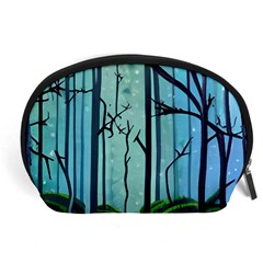 Nature Outdoors Night Trees Scene Forest Woods Light Moonlight Wilderness Stars Accessory Pouch (large)